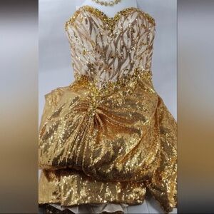 Disney Gold Strapless Sequin Dress